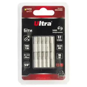 Біти TORX 30×25мм ¼" 10шт S2 (блістер) ULTRA (4015402) №1
