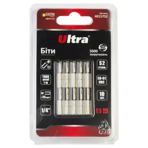 Біти TORX-proof 10×25мм ¼" 10шт S2 (блістер) ULTRA (4015752) №1