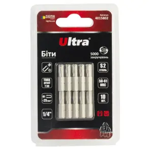 Біти TORX-proof 30×25мм ¼" 10шт S2 (блістер) ULTRA (4015802) №1