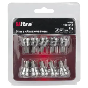 Биты с ограничителем PH2×25мм ¼" 10шт S2 (блистер) ULTRA (4014842) №1