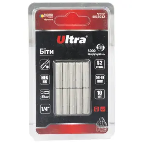 Биты HEX 6×25мм ¼" 10шт S2 (блистер) ULTRA (4015012) №1