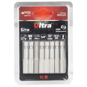 Біти HEX 8×50мм ¼" 8шт S2 (блістер) ULTRA (4015122) №1
