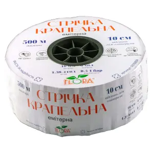 Стрічка крапельна з плоским емітером Ø16мм 10см 6міл 1.38л 500м FLORA (5076884) №2