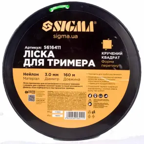 Ліска для тримера кручений квадрат Ø3.0мм 160м котушка SIGMA (5616411) №2