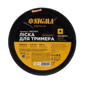 Ліска для тримера армований квадрат Ø3.0мм 160м котушка SIGMA (5623411) №3