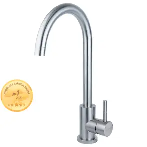 Змішувач KT Ø35 для кухні гусак вухо на гайці SS AQUATICA KT-4B170P (9722101) №1