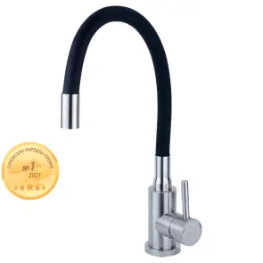 Смеситель KT Ø35 для кухни гусь силиконовый на гайке SS AQUATICA KT-4B570P (9722131) №1
