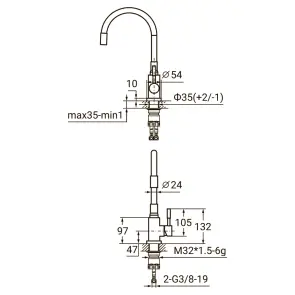 Смеситель KT Ø35 для кухни гусь силиконовый на гайке SS AQUATICA KT-4B570P (9722131) №2