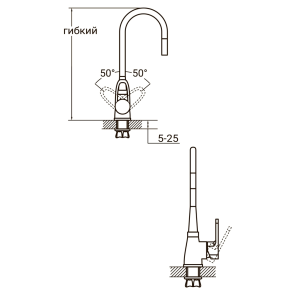 Смеситель HL Ø35 для кухни гусь силиконовый на гайке AQUATICA HL-4B530C (9734120) №2