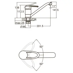 Смеситель MD Ø40 для кухни гусь прямой 250мм на гайке AQUATICA MD-1B241C (9712110) №2
