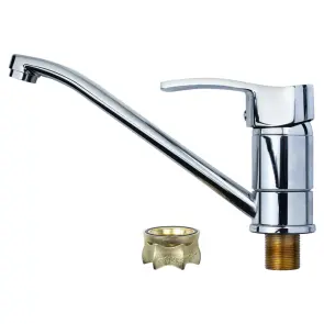 Смеситель MD Ø40 для кухни гусь прямой 250мм на гайке AQUATICA MD-1B241C (9712110) №3