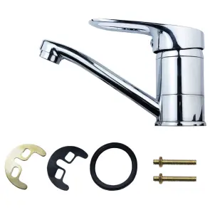 Смеситель MJ Ø40 для кухни гусь прямой 150мм на шпильке AQUATICA MJ-2B129C (9744120) №3