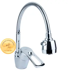 Змішувач ML Ø40 для кухні гусак гофрований на гайці AQUATICA ML-4B644C (9746120) №1