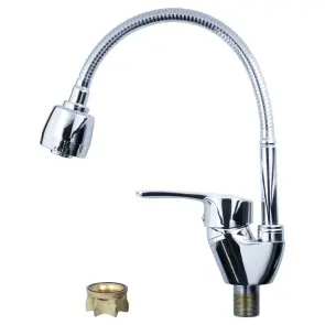 Змішувач ML Ø40 для кухні гусак гофрований на гайці AQUATICA ML-4B644C (9746120) №3