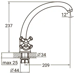 Змішувач PL 1/2" для кухні гусак вухо на гайці AQUATICA PL-4B155C (9777110) №2