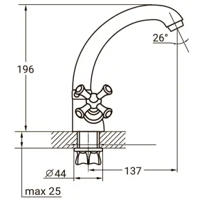 Смеситель PL 1/2" для кухни гусь короткое ухо на гайке AQUATICA PL-4B355C (9777100) №2