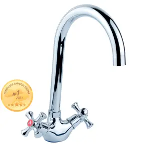 Змішувач PL 1/2" для кухні гусак високий вухо на гайці AQUATICA PL-4B455C (9777130) №1