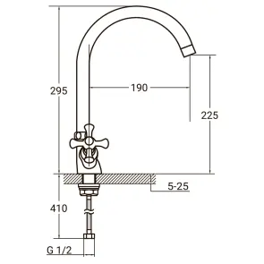 Змішувач PL 1/2" для кухні гусак високий вухо на гайці AQUATICA PL-4B455C (9777130) №2