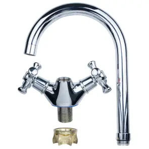 Змішувач PL 1/2" для кухні гусак високий вухо на гайці AQUATICA PL-4B455C (9777130) №3