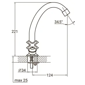 Смеситель QN 1/2" для кухни эконом на шпильке (КРАТНО 2шт) AQUATICA QN-2B158C (9786100) №2