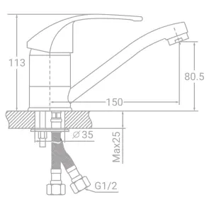 Смеситель s43 Ø40 для кухни гусь прямой 150мм на шпильке TAU SM-2B144C (9843120) №1