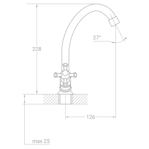Смеситель s85 ½" для кухни эконом на гайке TAU VN-1B160C (9885100) №2