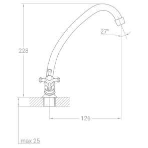 Смеситель s85 ½" для кухни эконом на шпильке TAU VN-2B160C (9885110) №2