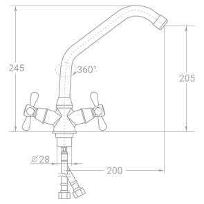 Смеситель s85 ½" для кухни на гайке TAU VN-4B160C (9885120) №2