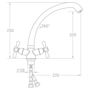 Смеситель s85 ½" для кухни гусь ухо на гайке TAU VN-4B460C (9885130) №2