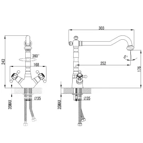 Смеситель BRENTA 1/2" для кухни Г-излив на шпильке CORSO FE-5B252K (9679104) №6