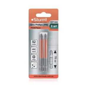 Біти S2 PH2x75 мм, 2шт Sturm 1271502 №2