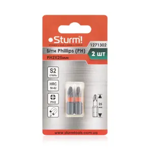 Біти S2 PH2x25 мм, 2шт Sturm 1271302 №2