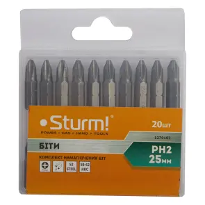 Биты S2 намагниченые PH2 x 25 mm, 20шт 1270102 №1