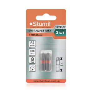 Биты S2 T-40x25 мм Tamper, 2шт Sturm 1274307 №2