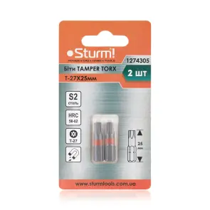 Биты S2 T-27x25 мм Tamper, 2шт Sturm 1274305 №2