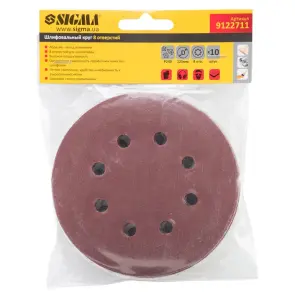 Шліфувальний круг 8 отворів Ø125мм P240 (10шт) SIGMA (9122711) №5
