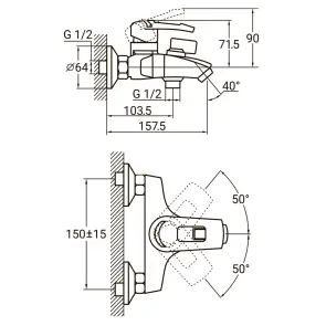 Змішувач KM Ø35 для ванни литий AQUATICA KM-1C133C (9740200) №2