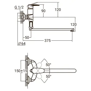 Змішувач KN Ø40 для ванни AQUATICA KN-3C228C (9738230) №2