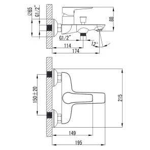 Змішувач GARDA Ø35 для ванни литий CORSO BC-1C121W (9605203) №5