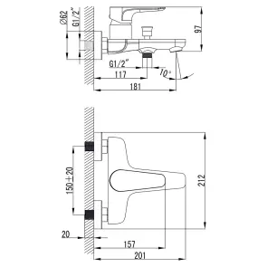 Смеситель MAGGIORE Ø40 для ванны литой CORSO BE-1C122C (9608200) №3