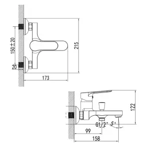 Смеситель MARMORE Ø35 для ванны литой CORSO DB-1C138C (9623200) №7