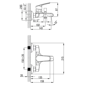 Смеситель SERIO Ø35 для ванны литой CORSO DC-1C146C (9626200) №4