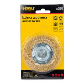 Щітка дротяна дископодібна Ø75мм хвостовик Ø6мм (латуньована) SIGMA (9013071) №7