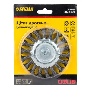 Щетка проволочная дисковидная Ø100мм хвостовик Ø6мм (стальная витая) SIGMA (9023101) №8