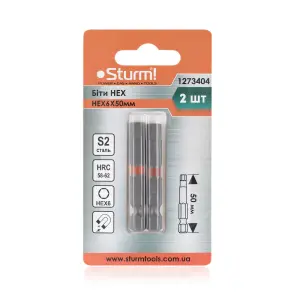 Биты S2 HEX6x50 мм, 2шт Sturm 1273404 №2