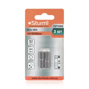 Биты S2 HEX8x25 мм, 2шт Sturm 1273305 №2