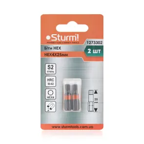 Биты S2 HEX4x25 мм, 2шт Sturm 1273302 №2