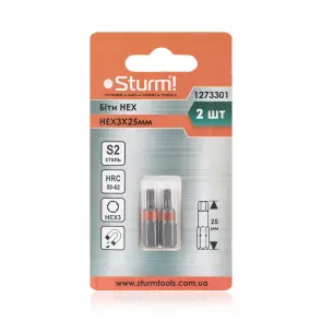 Биты S2 HEX3x25 мм, 2шт Sturm 1273301 №2