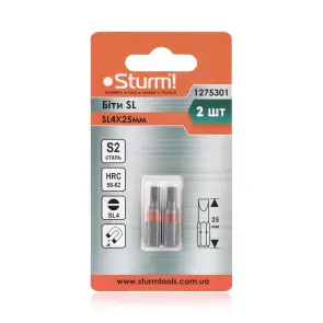 Биты S2 SL4x25 мм, 2шт Sturm 1275301 №2