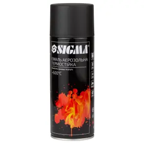 Эмаль аэрозольная акриловая термостойкая +600°C 400мл RAL 9005 черный мат SIGMA (2736041) №1